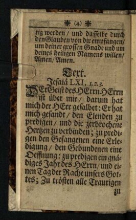 Text: Jesaia LXI, 1. 2. 3.