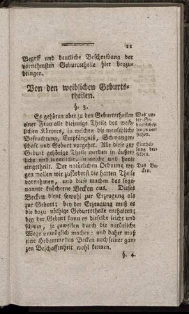 Von den weiblichen Geburtstheilen.