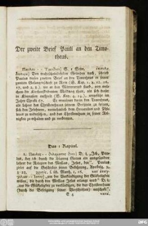 Der zweite Brief Pauli an den Timotheus.