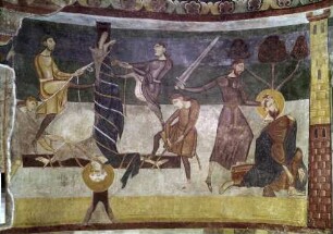 Romanische Dekoration der Nordapsis: Traditio legis und Szenen aus dem Leben des Paulus — Das Martyrium von Petrus und Paulus (Passio 59)