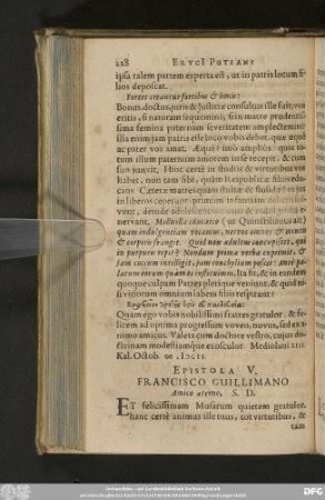 Epistola V. Francisco Guillimano Amico aeterno, S. D.