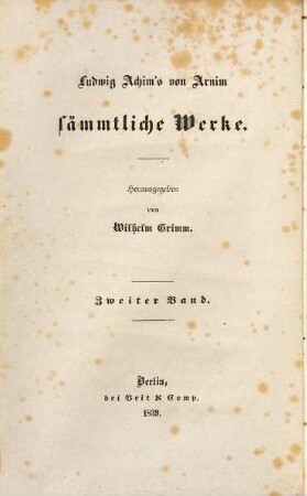 Ludwig Achim's von Arnim sämmtliche Werke, 2. Novellen ; 2