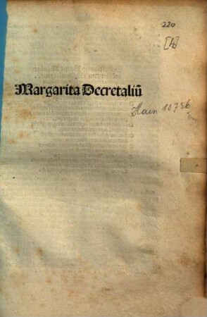 Annotationes sive reportationes margaritarum Decretalium secundum alphabeti ordinem : Mit Widmungsgedicht an den Drucker von Sebastian Brant