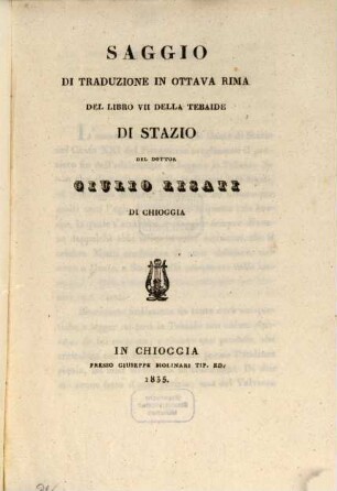 Saggio di traduzione in ottava rima del libro VII della Tebaide di Stazio