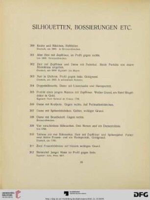 Silhouetten, Bossierungen etc. (Nr. 300-322)
