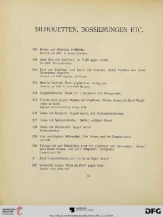 Silhouetten, Bossierungen etc. (Nr. 300-322)