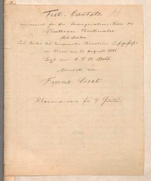 Festkantate zur Enthüllung des Beethoven-Denkmals in Bonn; E; Arr; pf 4hands - BSB Mus.Schott.Ha 8894-2