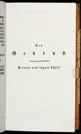 Der Genius. Vierter und letzter Theil