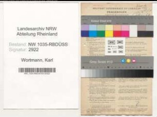 Entnazifizierung Karl Wortmann , geb. 08.01.1896 (Kaufmaennischer Angestellter)