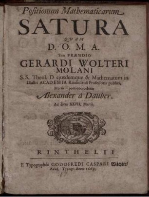 Positionum Mathematicarum Satura