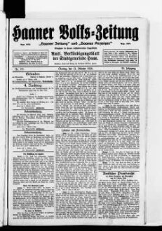 Haaner Volks-Zeitung. 1896-1928