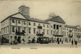 Postkartenalbum August Schweinfurth mit Karlsruher Motiven. "Karlsruhe - Rathaus"