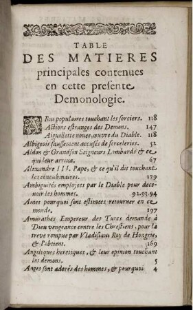 Table des Matieres principales contenues en cette presente Demonologie.