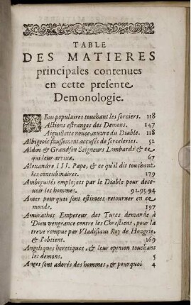 Table des Matieres principales contenues en cette presente Demonologie.