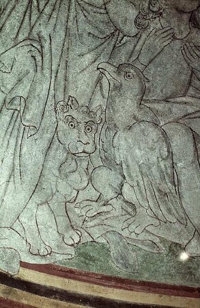 Christus in der Mandorla, umgeben von Aposteln, den Evangelisten und dem heiligen Clemens