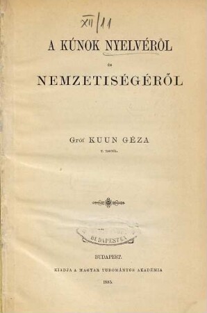 Értekezések a nyelv- és széptudományok köréből. 12. 1885, Nr. 11