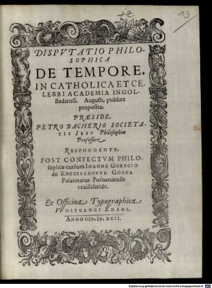 Disputatio Philosophica de tempore