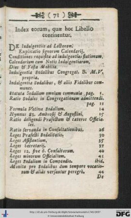 Index eorum, quae hoc Libello continentur.