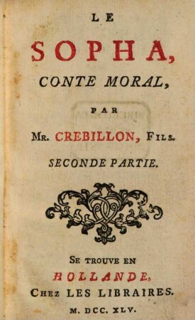 Le Sopha : Conte Moral, 2