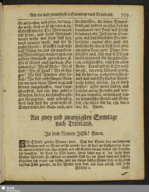 Am zwey und zwantzigsten Sonntage nach Trinitatis
