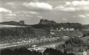 Sächsische Schweiz. Elbtal mit Bad Schandau-Postelwitz, Hohe Liebe, Falkenstein und Schrammsteine