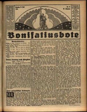 Erste Ausgabe vom Sonntag, den 14. Juni 1931.