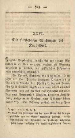 XXVI. Die furchtbaren Wirkungen des Knallsilbers