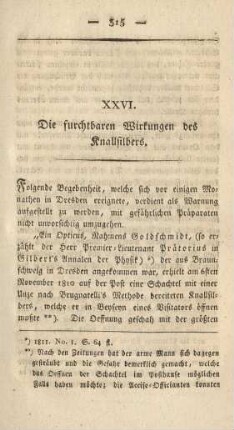 XXVI. Die furchtbaren Wirkungen des Knallsilbers