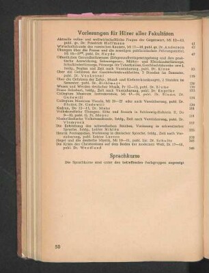 Vorlesungen für Hörer aller Fakultäten