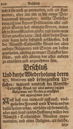 Beschluß Und kurtze Wiederholung deren 50. Motiven und bewegenden Ursachen ...