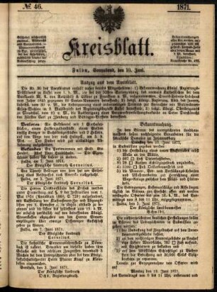 Ausgabe vom Samstag, den 10. Juni 1871.