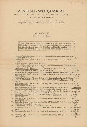 Nr. 763: Literatur und Kunst