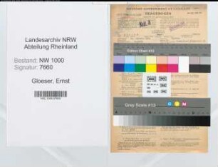 Entnazifizierung Ernst Gloeser, geb. 30.10.1904 (Beamter)