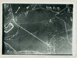 Foto des Geländes nordwestlich der Befestigungsanlagen von Déramé südlich des Fort de Moulainville (Luftbild)