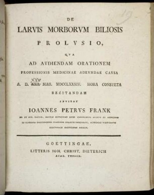 De Larvis Morborvm Biliosis Prolvsio