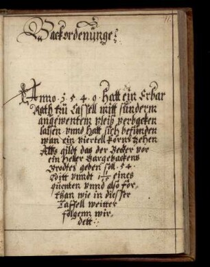 Kasseler Backordnung 1549