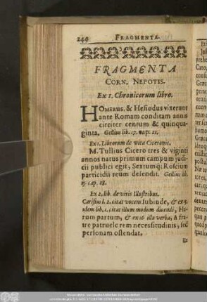 Fragmenta Corn. Nepotis. Ex I. Chronicorum libro.
