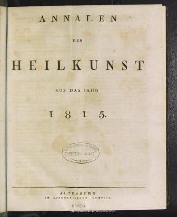1815: Annalen der Heilkunst : d. Jahrs ...