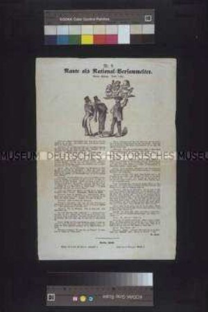 Satirisches Flugblatt (Serie): Nante als National-Versammelter. Neunte Sitzung. Nr. 9; Berlin, 1848