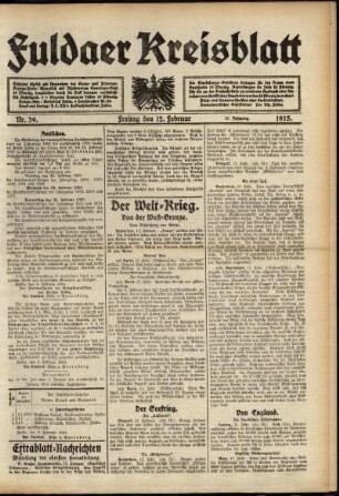 Ausgabe vom Freitag, den 12. Februar 1915.