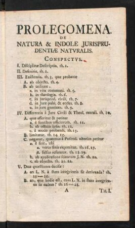 1-7, Prolegomena. De Natura & Indole Jurisprudentiae Natvralis.