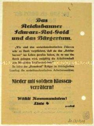 Aufruf der KPD zur Reichstagswahl am 7. Dezember 1924