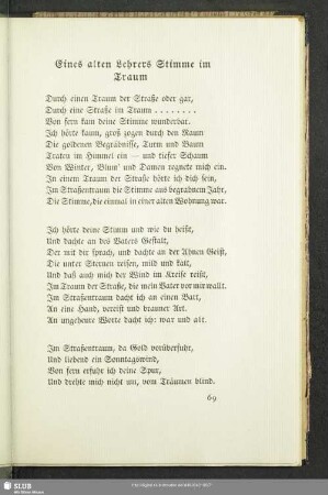 Eines alten Lehrers Stimme im Traum