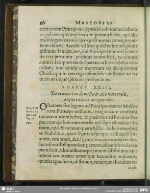 Caput XXIII. De oratoribus domesticis aliò mittendis, atque exteris accipiendis
