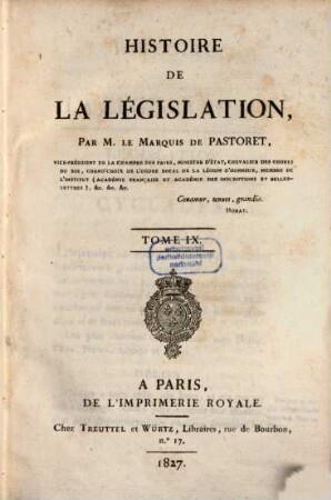 Histoire de la législation, 9