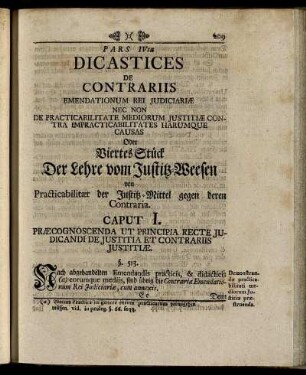 Caput I. Præcognoscenda Ut Principia Recte Judicande ...