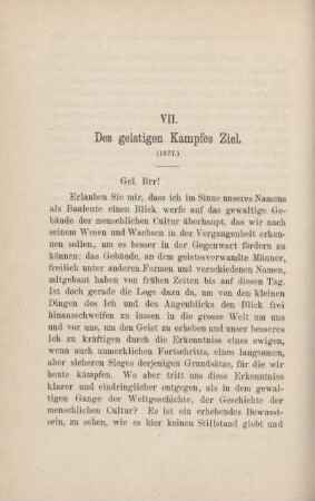 VII. Des geistigen Kampfes Ziel. (1877.)
