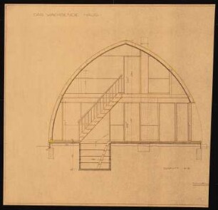 Wettbewerb »Das wachsende Haus« für die Ausstellung »Sonne, Luft und Haus für Alle« 1932 auf dem Messegelände, Berlin-Charlottenburg: Schnitt