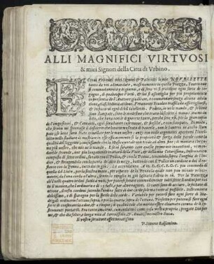 Dedikation an die Herren und Landesgenossen von Urbino von Simone Balsamino, o.O. + Datum