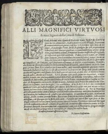 Dedikation an die Herren und Landesgenossen von Urbino von Simone Balsamino, o.O. + Datum